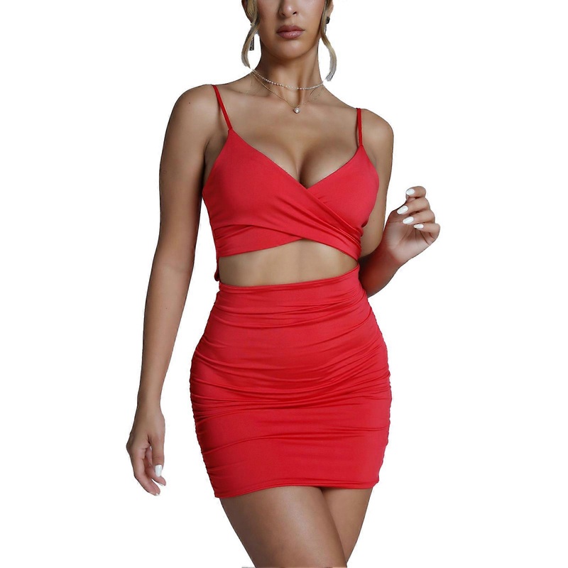 YF8041 Wome Bodycon Dress Deep V Neck Backless Sleeveless Cut Out Ruched Spaghetti Strap Bodycon Dress for Spring Summer | Fruugo SG
