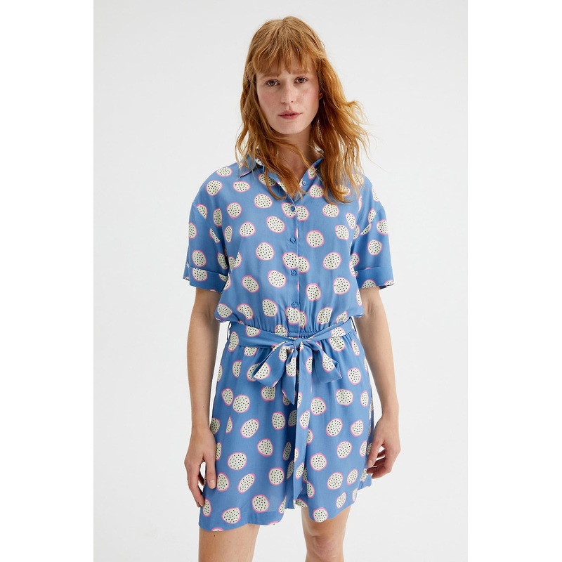 Compania Fantastica Polka dot print shirt-style playsuit | Fruugo SG