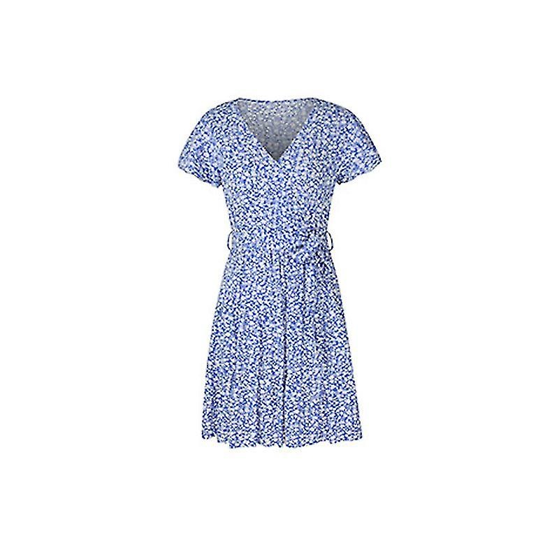 Floral V Neck Mini Dress Sexy Wrap Dress Women Flowy Short Sleeve Sundress | Fruugo SG