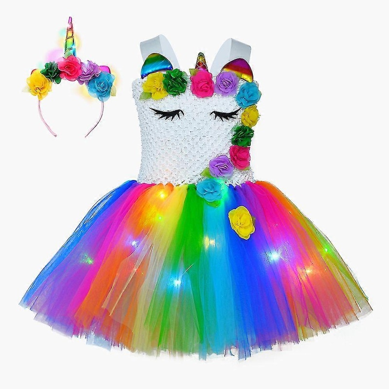 Princess Tutu Led Rainbow Unicorn Dress For Girls Colorful Light Up Costumes | Fruugo SG
