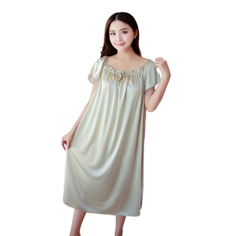 Women Pajamas Short Sleeves Lace Patchwork Loose Type Women Sleeping Dress for Adult | Fruugo SG