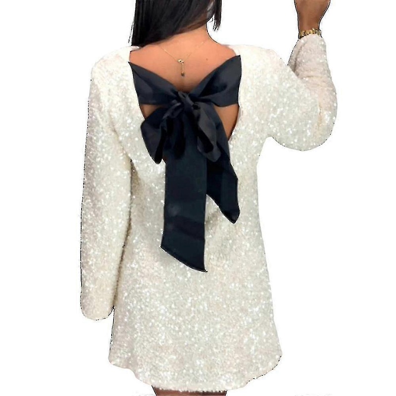 Women’s Sequined Dress Petersham Ribbon Long Sleeve Party Night Out Club Festival Dresses | Fruugo SG