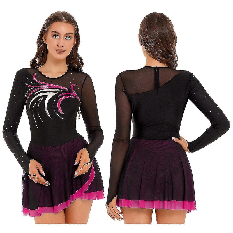 Womens Gymnastics Leotard Lyrical Ballet Dance Performance Dress Glitter Dresses Dancewear Figure Skating Dance Party Costumehot Pink D | Fruugo SG