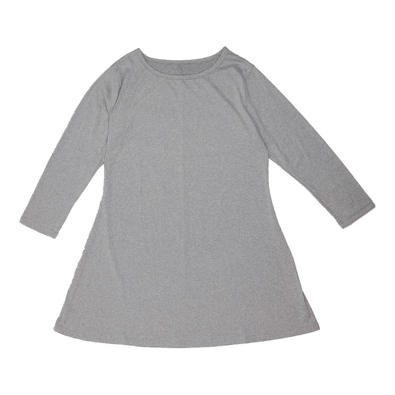 Womens Plus Size Long Sleeve Loose Midi Long T-Shirt Dress Solid Color Casual Pl  Black | Fruugo SG