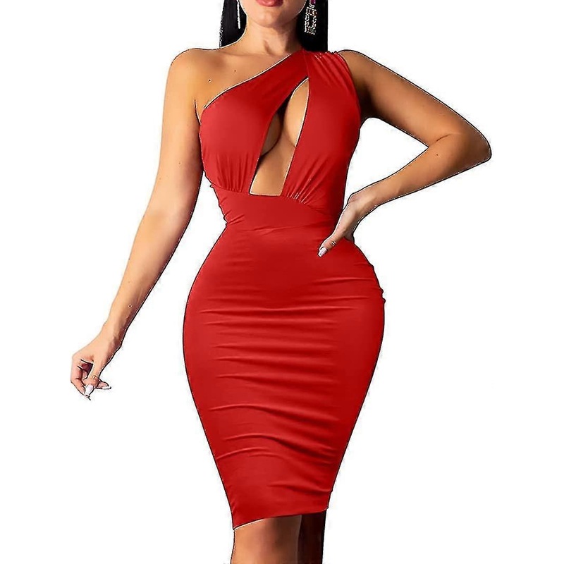 Women’s   One Shoulder Sleeveless Cut Out Party Club Midi  S-2xl High Quality | Fruugo SG