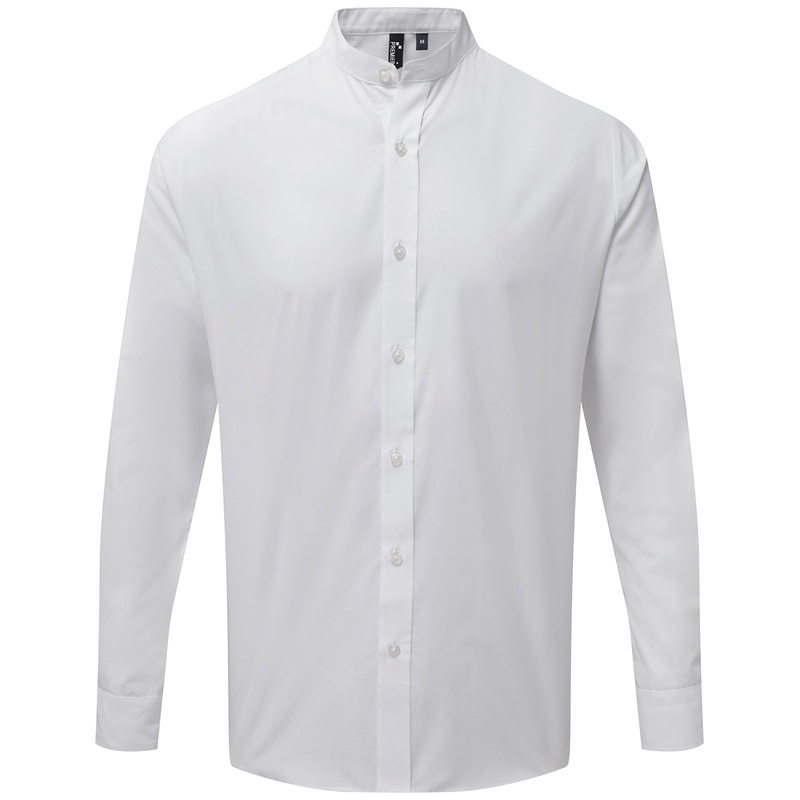 Banded collar grandad long sleeve shirt  AVM Workwear and Embroidery Ltd