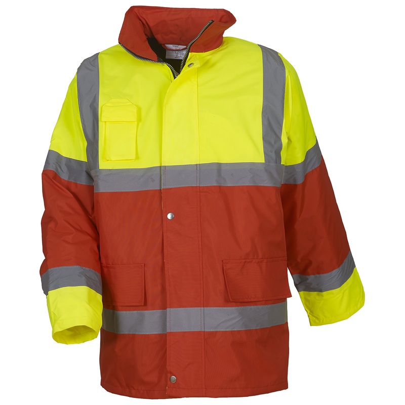 Hi-vis contrast jacket (HVP303)  AVM Workwear and Embroidery Ltd