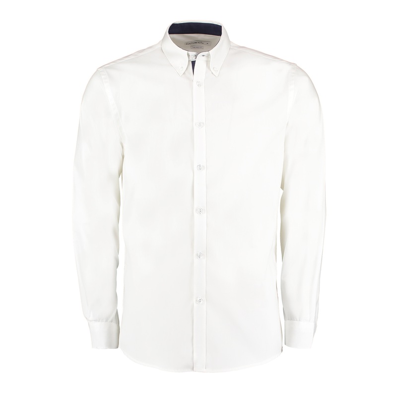 Contrast premium Oxford shirt (button-down collar) long-sleeved (tailored fit)  AVM Workwear and Embroidery Ltd