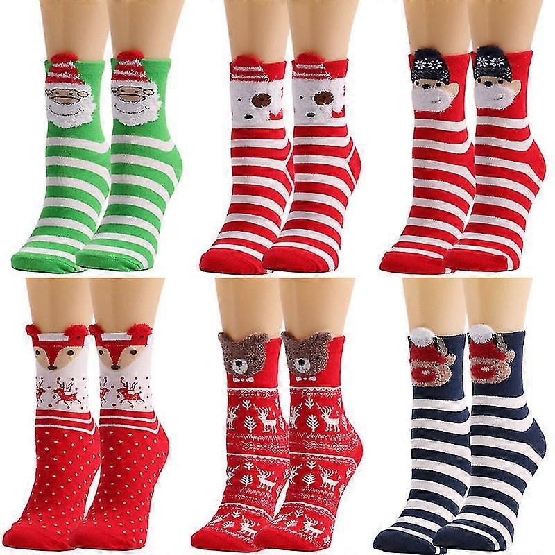 3 Pairs / 6 Pairs Warm Women’s Christmas Holiday Novelty Fun Colorful Festive Santa Cotton | Fruugo SG