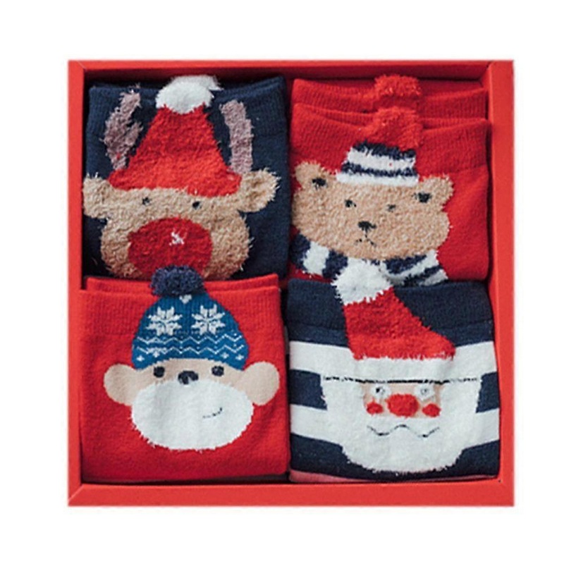 4 Pair Cute Novelty Cozy Christmas Socks Print Fun Colorful Festive Crew Gifts For Women With Gift Box | Fruugo SG