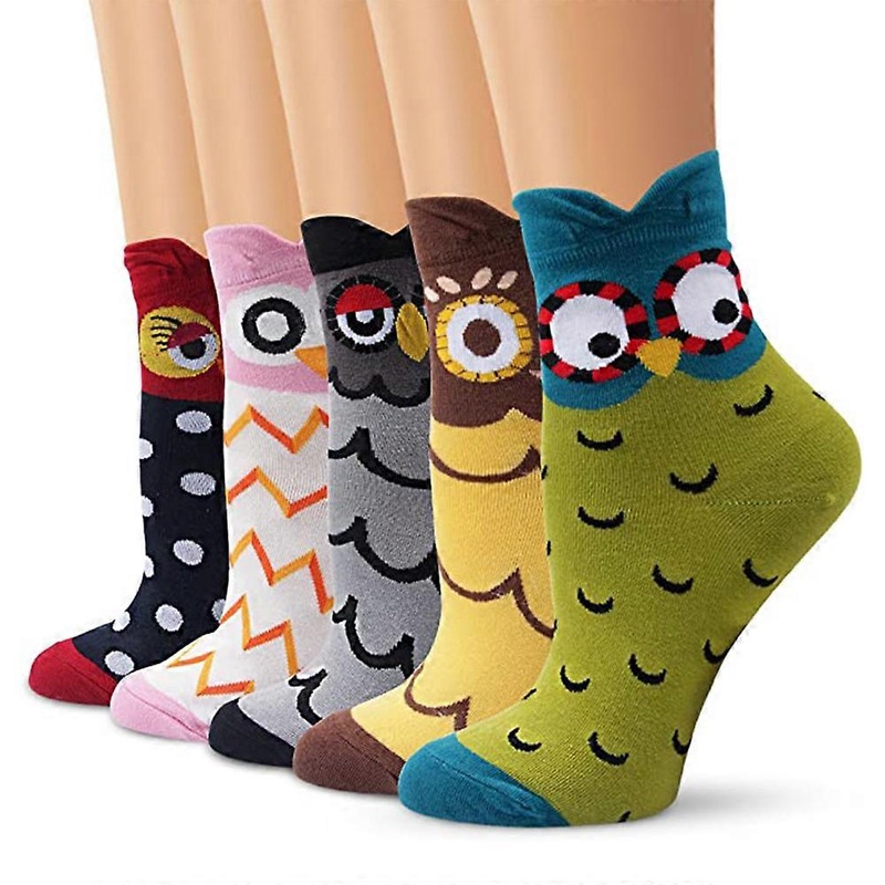 5 Pairs of Autumn and Winter Ladies Socks Owl Stockings Stereo Ears Creative Fun | Fruugo SG