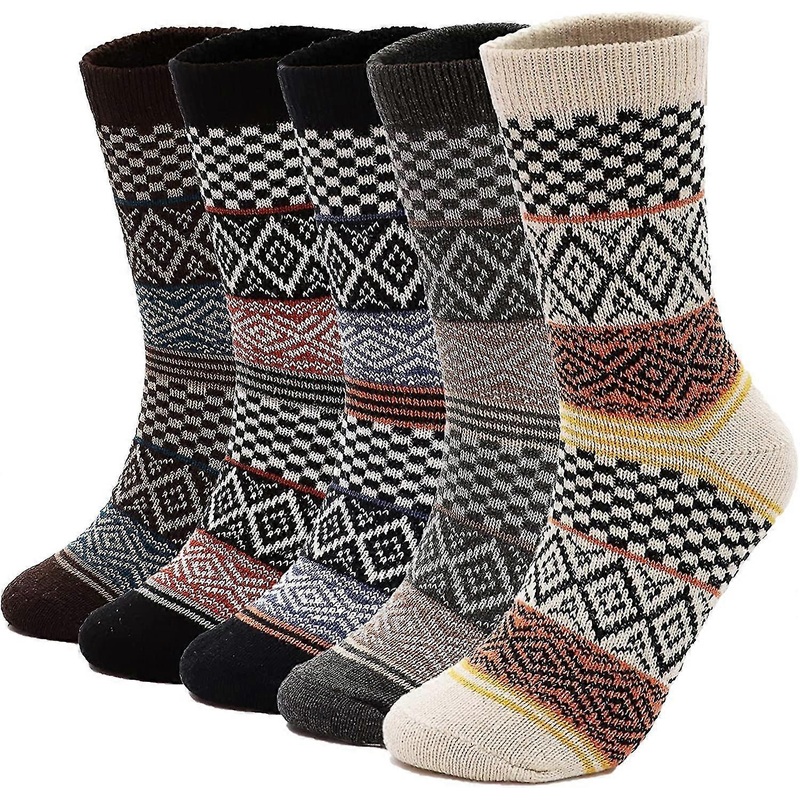 5 Pairs Thermal Women Socks Warm Thick Knitting Winter Wool Sock For Ladies | Fruugo SG