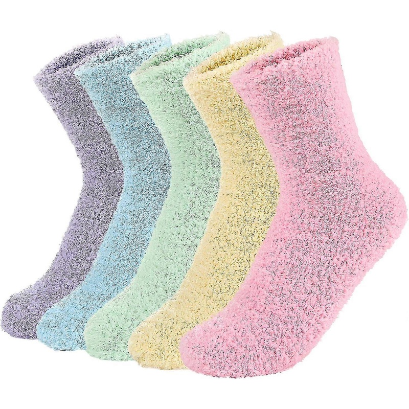5 Pairs Women Warm Super Soft Plush Slipper Sock Winter Fluffy Microfiber Crew Socks Casual Home Sleeping Fuzzy Cozy Sock | Fruugo SG