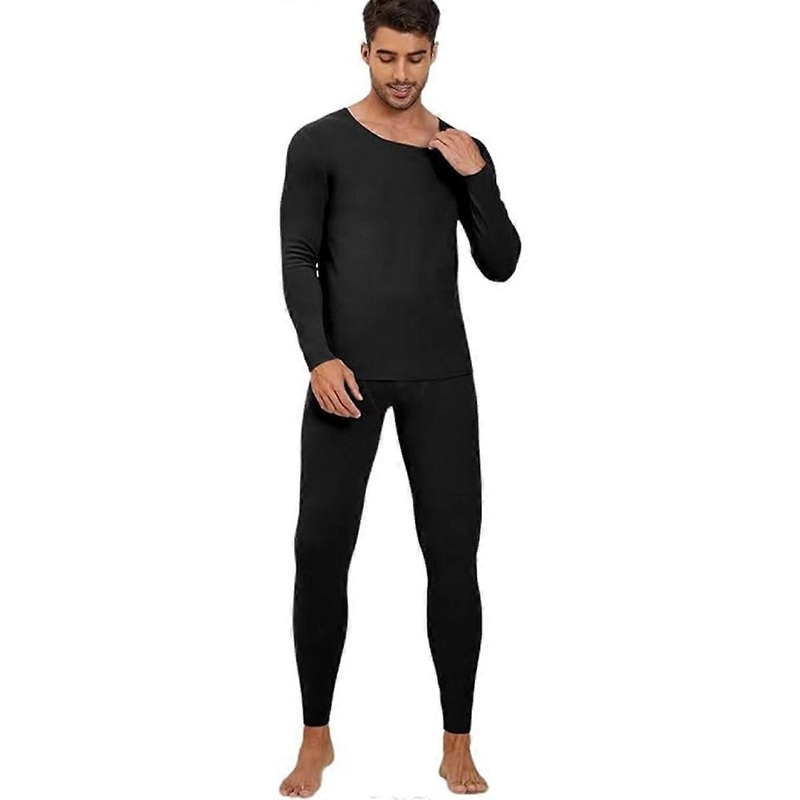 Black Thermal Underwear for Men Fleece Lined Long Johns Base Layer Set Top Bottom for Cold Weather | Fruugo SG