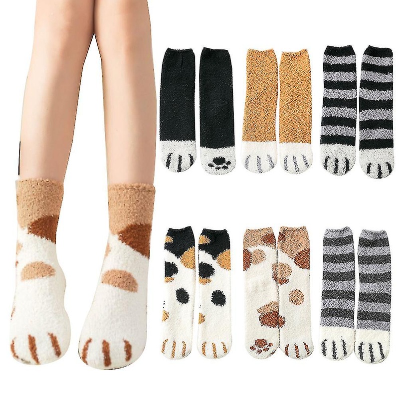 Cat Paw Fluffy Socks Women Cat Socks Fuzzy Cosy Warm Slipper Socks Animal Bed Socks | Fruugo SG