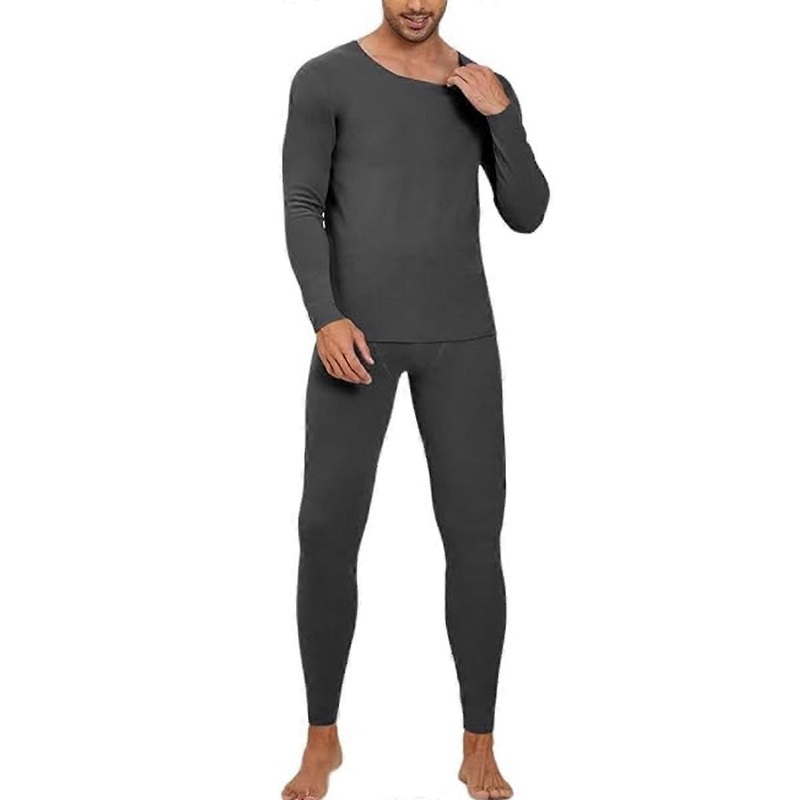 Thermal Underwear for Men Fleece Lined Long Johns Base Layer Set Top Bottom for Cold Weather – Grey | Fruugo SG