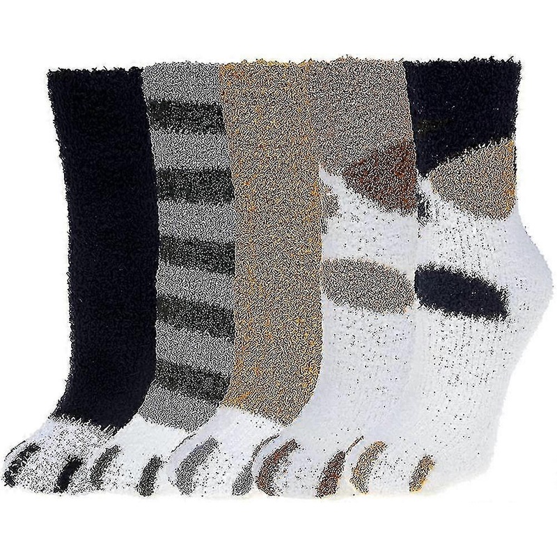Women Fluffy Socks Soft Slipper Socks Winter Cosy Thermal Ladies Socks Of Cat Paws Cute Animal Floor Socks 5 Pairs | Fruugo SG
