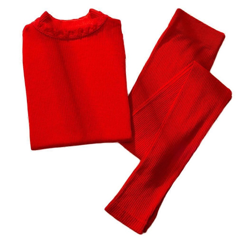 Women Ribbed Knit Base Layer Thermal Underwear Set Turtleneck Top Long Johns  Red | Fruugo SG
