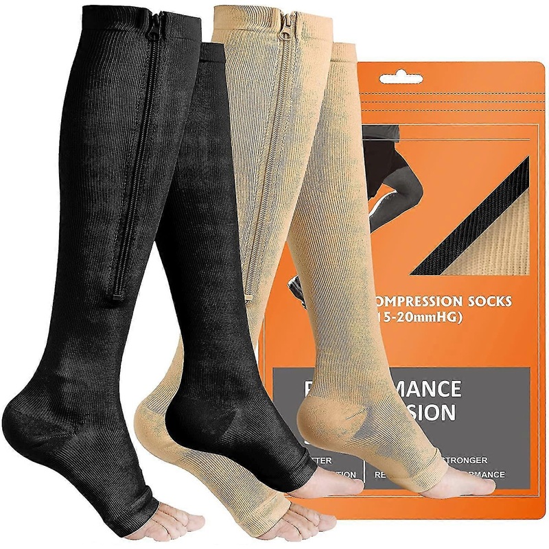 Zipper Compression Socks, 2 Pairs Open Toe Compression Stockings For Men Women | Fruugo SG