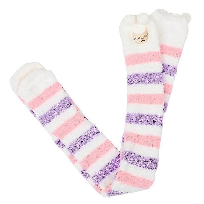 1 Pair Women Girl Over Knee High Fuzzy Socks Coral Fleece Warm Stockings | Fruugo SG