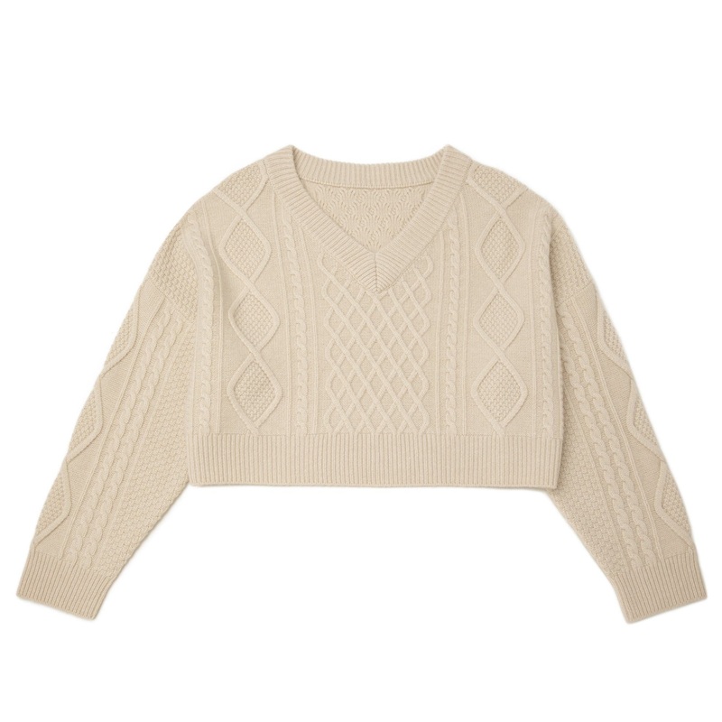 100% Cashmere Sweater Knitting Ladies Pullover Cable V Neeck Short Top Knitwear – Knitwear and Cashmere Sweater price