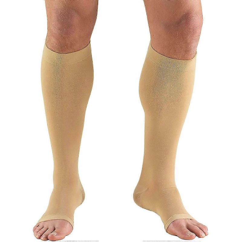 30-40 mmHg Compression Stockings for Men and Women, Knee High Length, Open Toe, Beige, 3X-Large | Fruugo SG