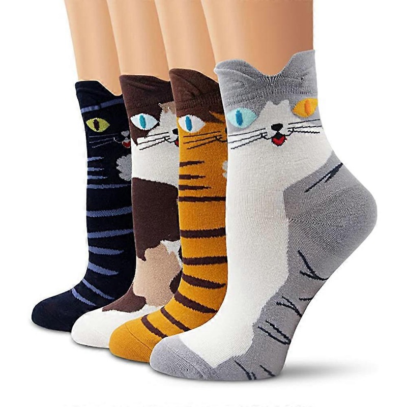 4 pairs of  socks made of cotton, boy / girl funny socks cartoon socks cute anim | Fruugo SG