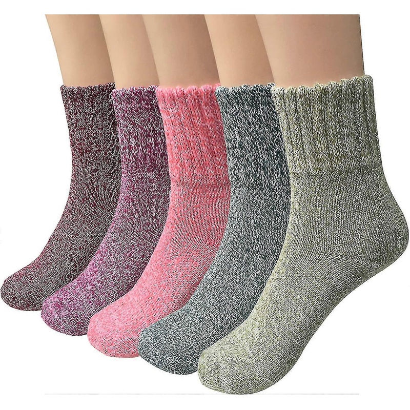5 Pairs Womens Thick Knit Vintage Winter Warm Cozy Crew Socks Gifts | Fruugo SG