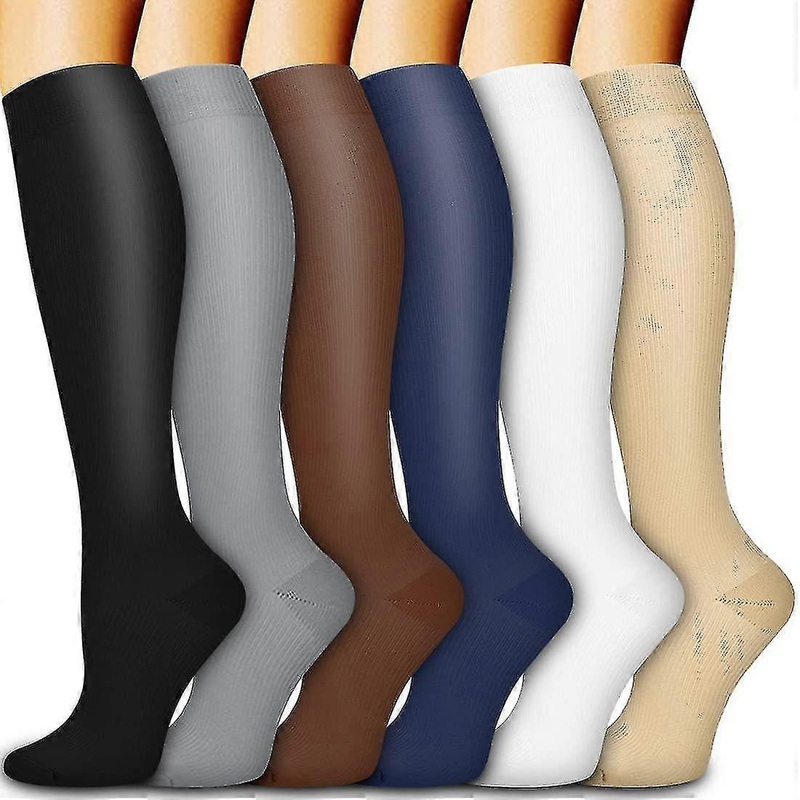 6pairs Compression Sock Travel Relief Pain Pregnancy For Running Flight Fitness Sports Varicose High Stockings Outdoor Anti Fatigue | Fruugo SG