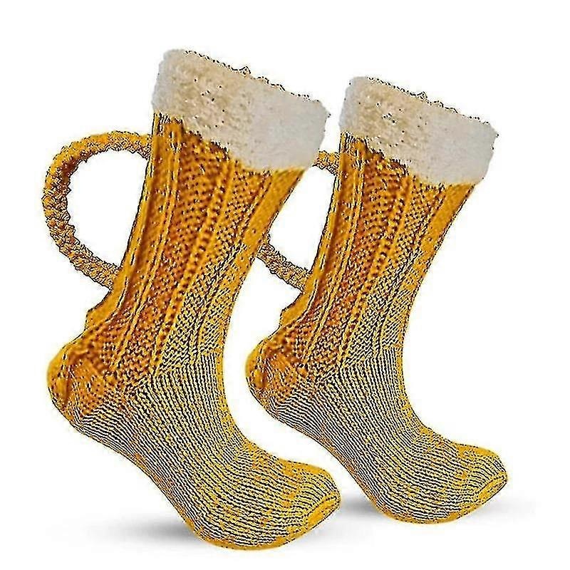 Christmas Gift 3d Beer Mug Socks Unisex Novelty Winter Warm Floor Sock | Fruugo SG