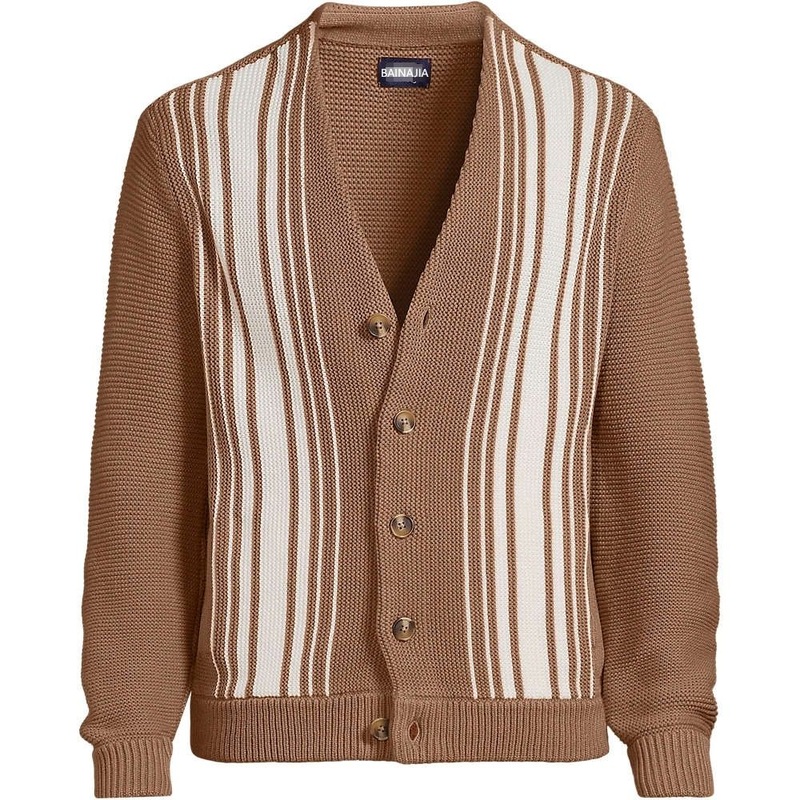 Classic Brown Button Cardigan for Men with Striped Pattern Design – Cardigan Men Sweater and Classic Sweater price