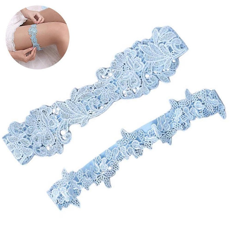 Light Blue 2 Pcs Wedding Garter Set Black Bridal Lace Garter Belt Sexy Flower Garters Leg Ring Party Prom Gift For Women | Fruugo SG