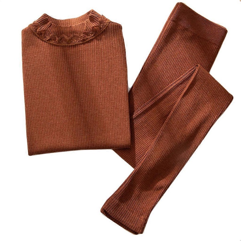 Women Ribbed Knit Base Layer Thermal Underwear Set Turtleneck Top Long Johns  CF | Fruugo SG