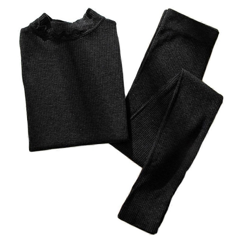 Women Ribbed Knitted Thermal Underwear Set Turtleneck Lace Patchwork Pullover Top Long Johns Leggings Base Layer Pajamas  GY | Fruugo SG