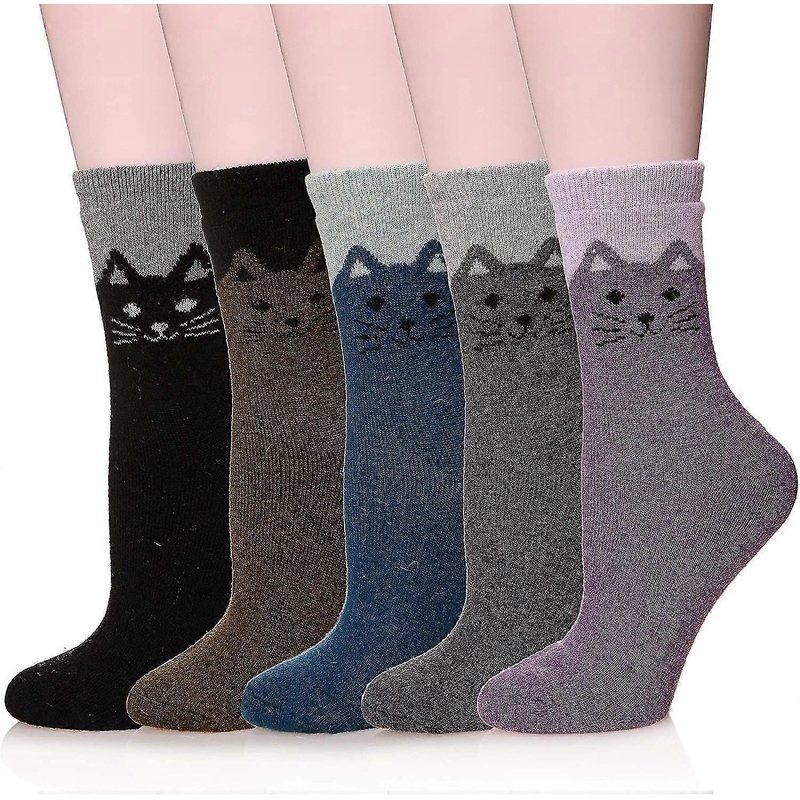 Women’s Winter Wool Socks Soft Warm Cozy Thickened Crew Causul Socks 5 Pairs | Fruugo SG