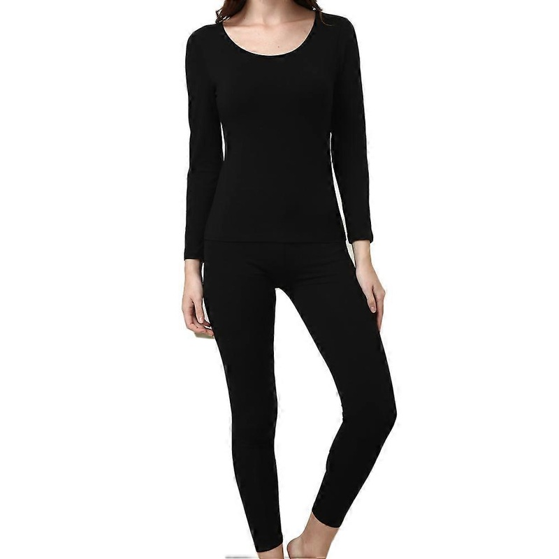Women Thermal Set Long Johns Base Layer Outdoor Winter Activities Spandex Material Black L 2Pcs | Fruugo SG