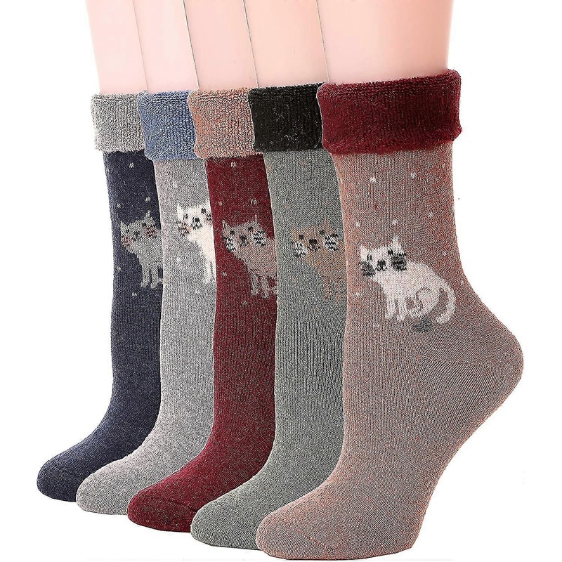 Women Wool Socks For Hiking Warm Thick Winter Thermal Boot Cozy Cabin Crew Ladies Socks | Fruugo SG