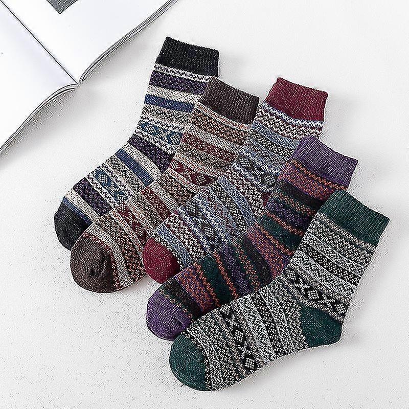 Womens Winter Warm Wool 5 Pairs Cute Crew Socks Mixed Color | Fruugo SG