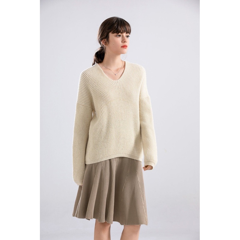 2025 Hot Sale V Neck Wool Leisure Loose Pullover Sweater Jumper for Women – Loose Sweater and Pullover Sweater price