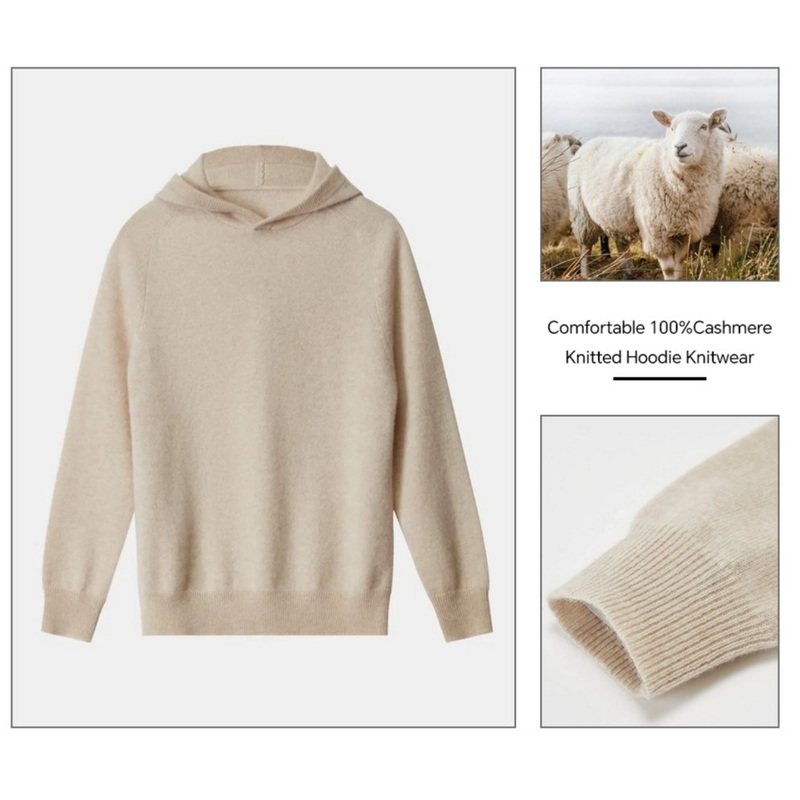 Autumn and Winter New 100% Cashmere Knitted Hoodie Cashmere Coat Hoodie – Hoodie and Knitted Hoodie price