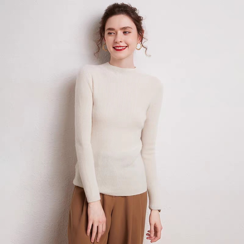 Cashmere Sweaters Knitting Long Sleeve Lady Mock Neck Classic Knitted Pullover Woman Sweater Fashion – Women Sweater and Turtleneck Women Sweater price