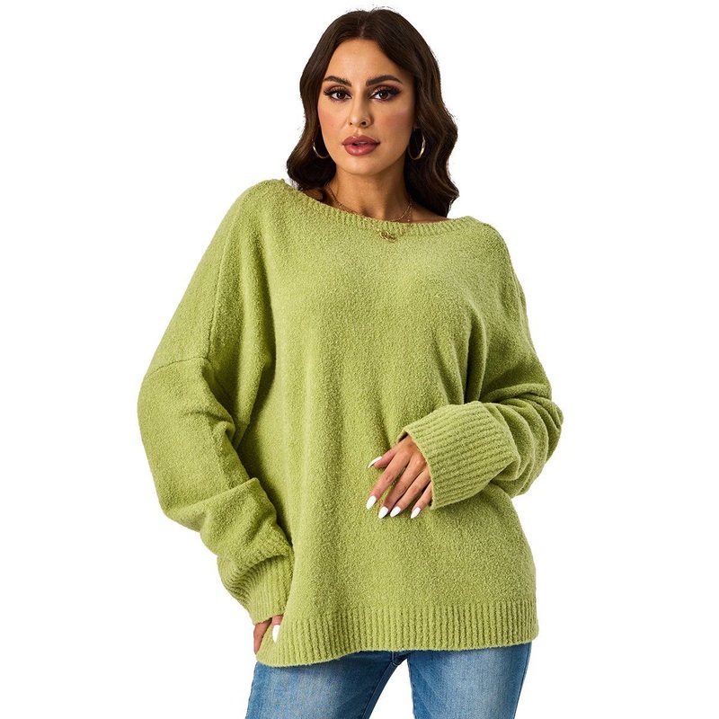 Custom Knitwear Solid Color Female Pullover Soft Ribbed Sleeve Hem Women Sweater – Sweater and Pullover price