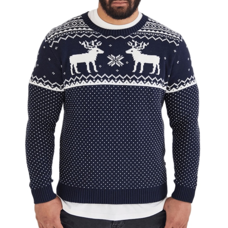 Mens Fair Isle Jacquard Christmas Sweater in Navy Blue – Christmas Sweater and Christmas Mens Sweater price