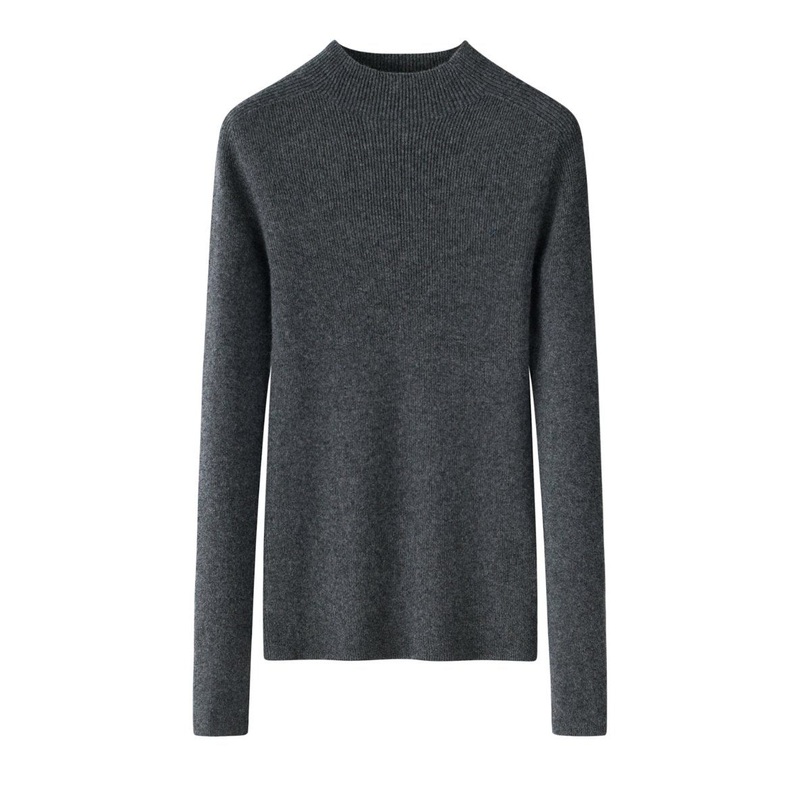 Premium Merino Wool Rib Knit Ladies Fashion Half Turtleneck Gray Jumper Sweater – Sweater and Womens Sweater price