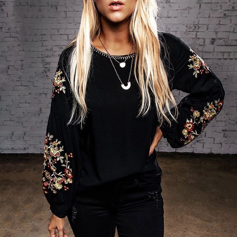 Spring Autumn Women Casual Embroidery Long Sleeve Knit Pullover Sweater – Women Fall Sweaters and Pullover Sweater price