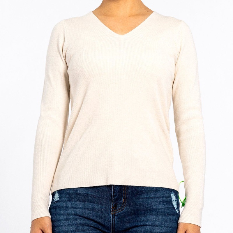 Spring Knitting V-Neck Slim Long-Sleeved Apricot Pullover Sweaters for Women – Sweater Shirt and Women Sweater price