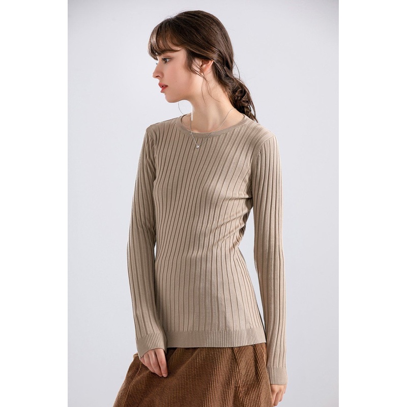 Well Fitting 2025 Hot Sale Long Sleeve Vertical Striped Pullover Boat Neck Sweater for Women – Yarn Dye Sweater and Pullover Sweater price