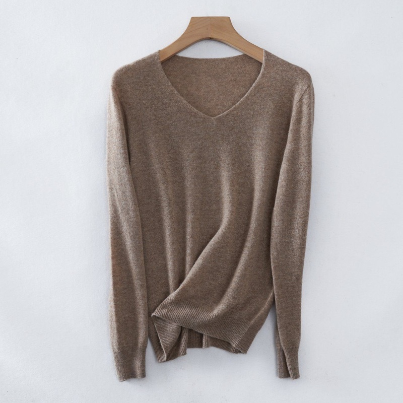 Wholesale Superfine Cashmere and Cotton Blends Womans Classic V-Neck Pullover Sweater – Sweater and Cashmere Sweater price|M Size