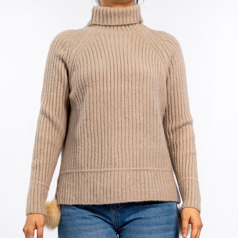 Winter Round Neck High Collar Fur Ball Long Sleeve Knit Tops Pullover Sweaters for Women – Women Sweater and Pullover Sweater price