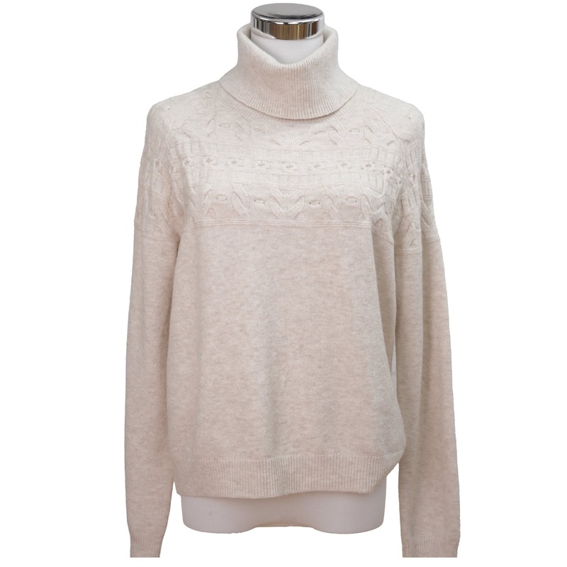 Womens High-Neck Textured Oatmeal Beige Pullover Sweater – Pullover Sweater and Womens Sweater price